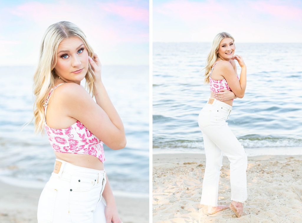 Beach Sunset Senior Session in Virginia