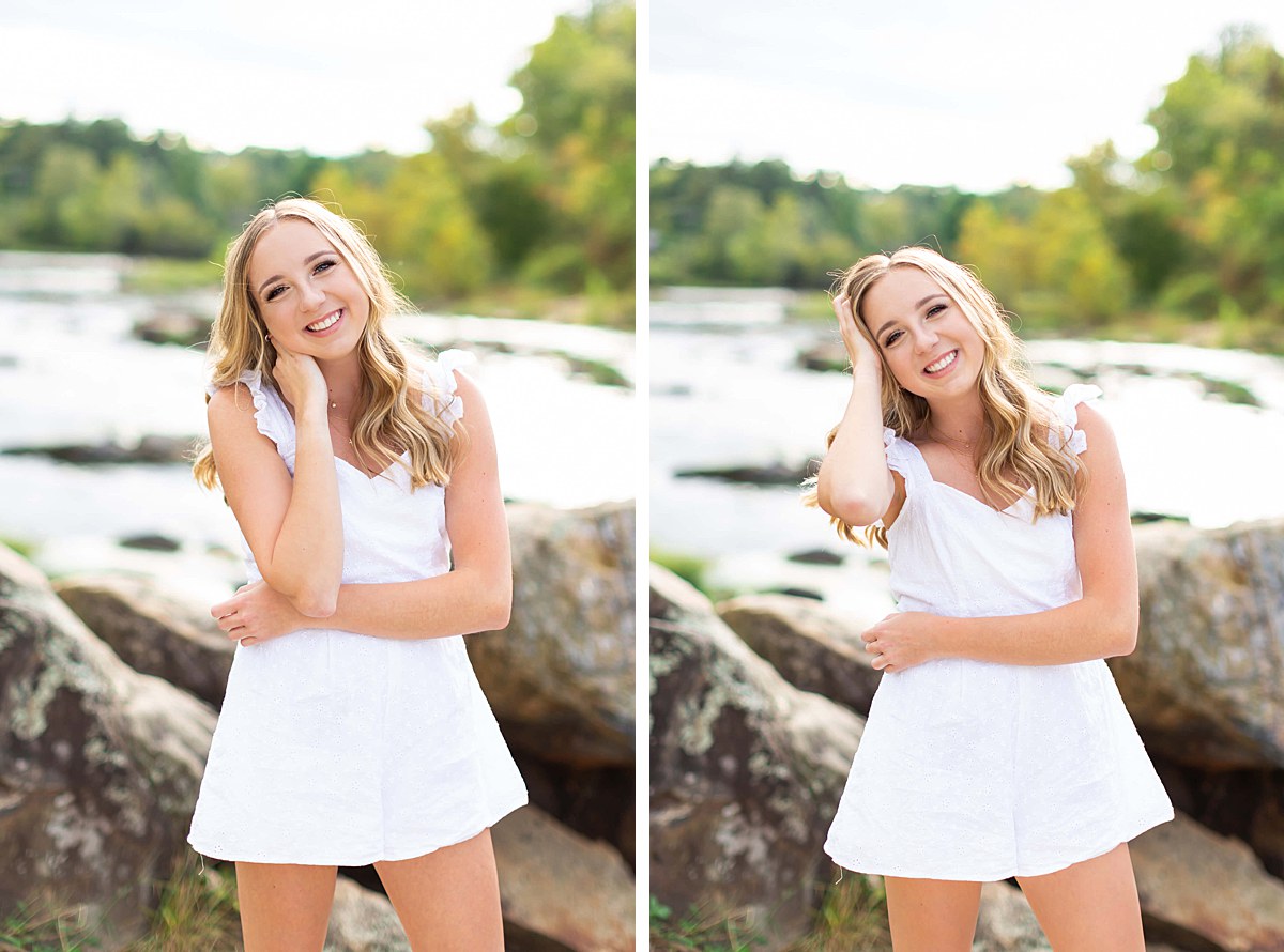 Downtown River senior session in Virginia